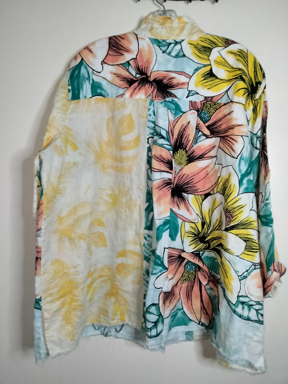 John Mark -Sz 2X- Multicolored Floral Linen Button-Down Front 3/4 Sleeve Shirt - Picture 12 of 14